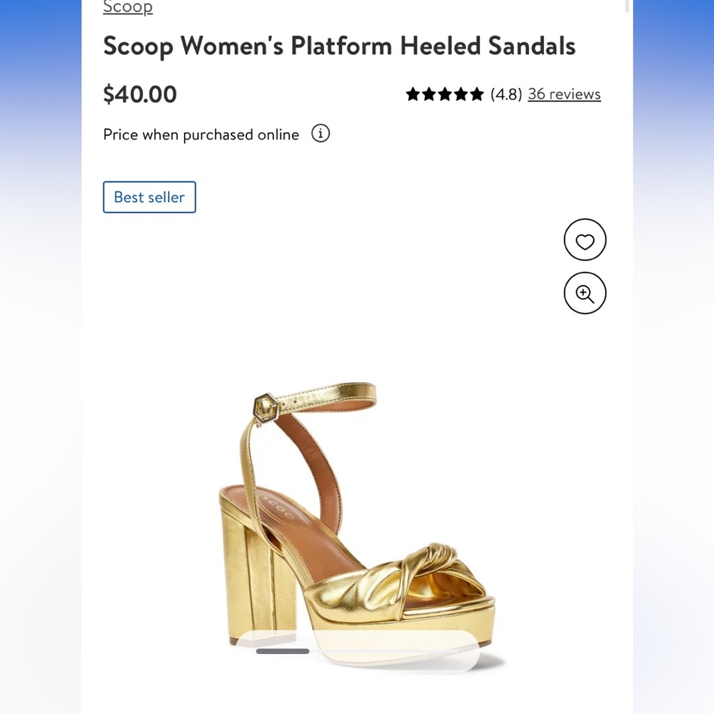 Scoop gold shiny metallic platform heels NEW
